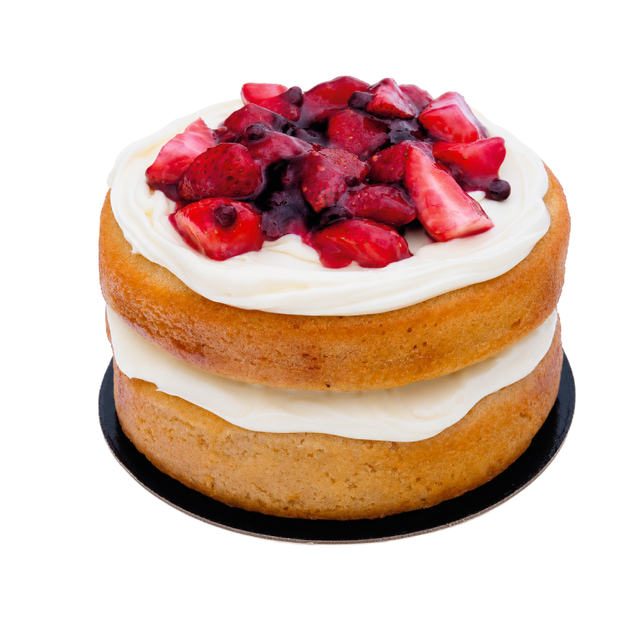 Tarta de vainilla y fresas